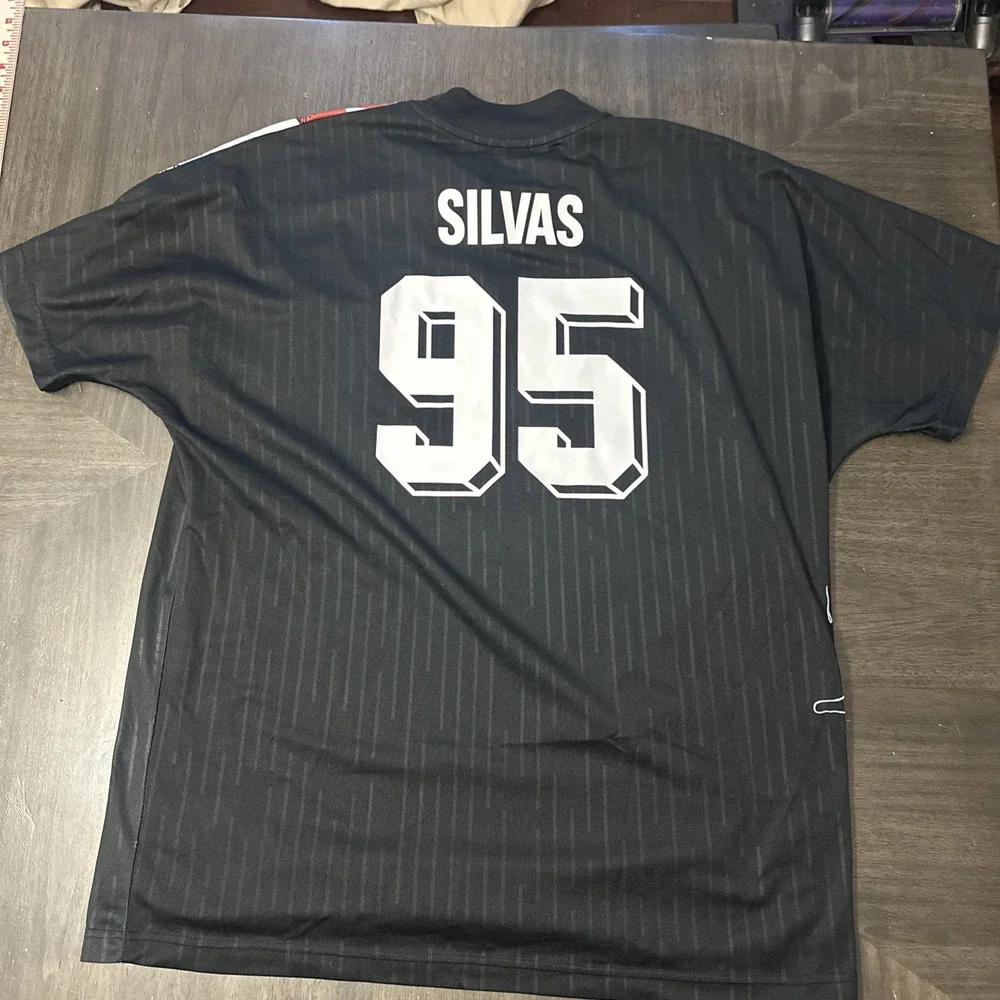 ADIDAS SKATEBOARDING SILVAS JERSEY SHIRT BLACK WHITE BLUE Mens XL
